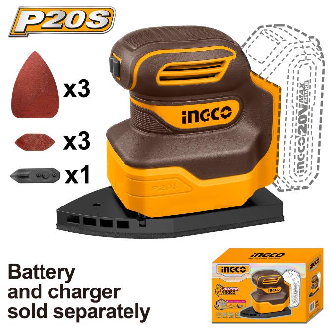 Ingco 20V Mouse Palm Sander with Sheets
