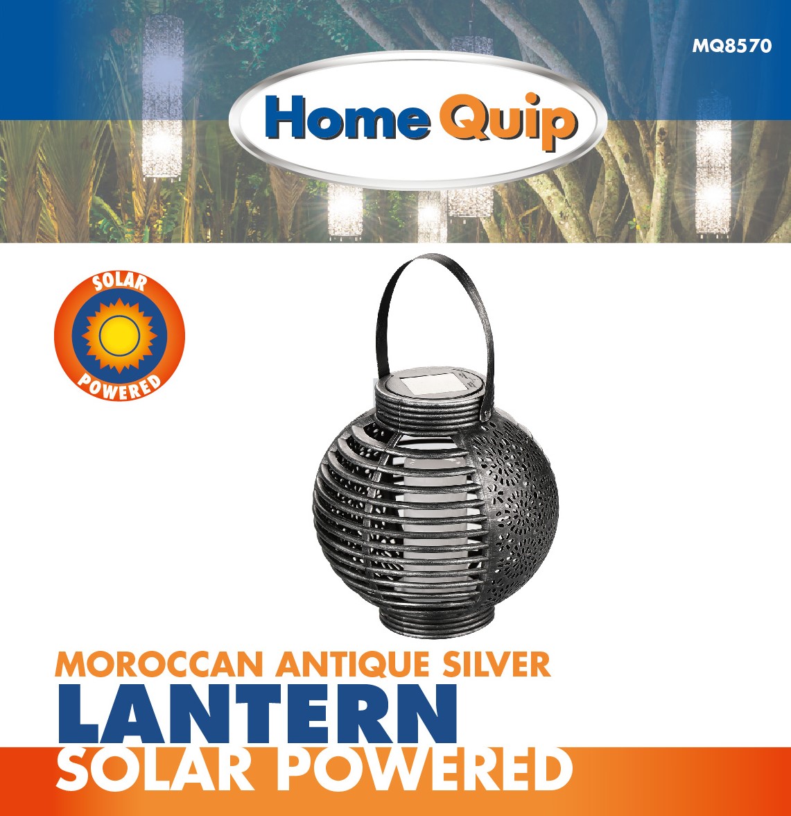 Leisurequip Solar Powered Lantern Moroccan Antique Silver - Image 2