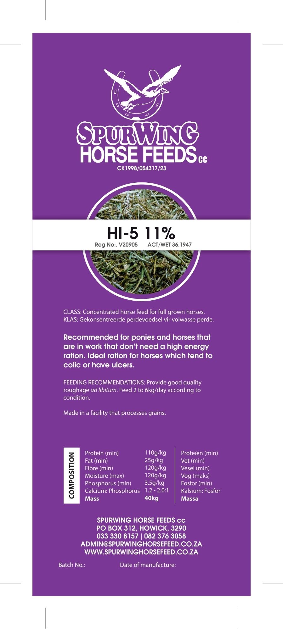 Spurwing Hi-5 Meal 11% 40Kg