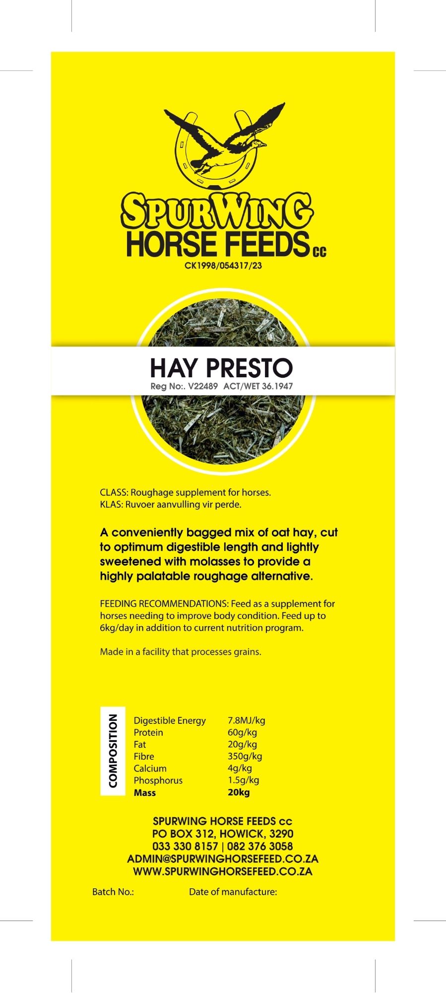 Spurwing Hay Presto 20Kg