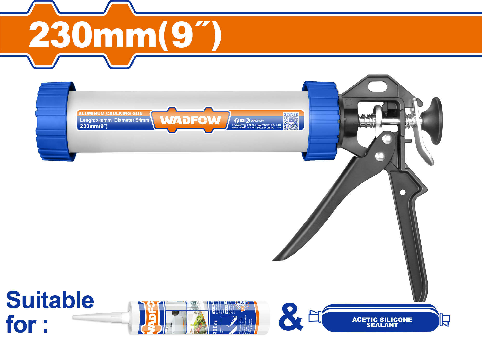 Wadfow Aluminium Caulking Gun 230mm