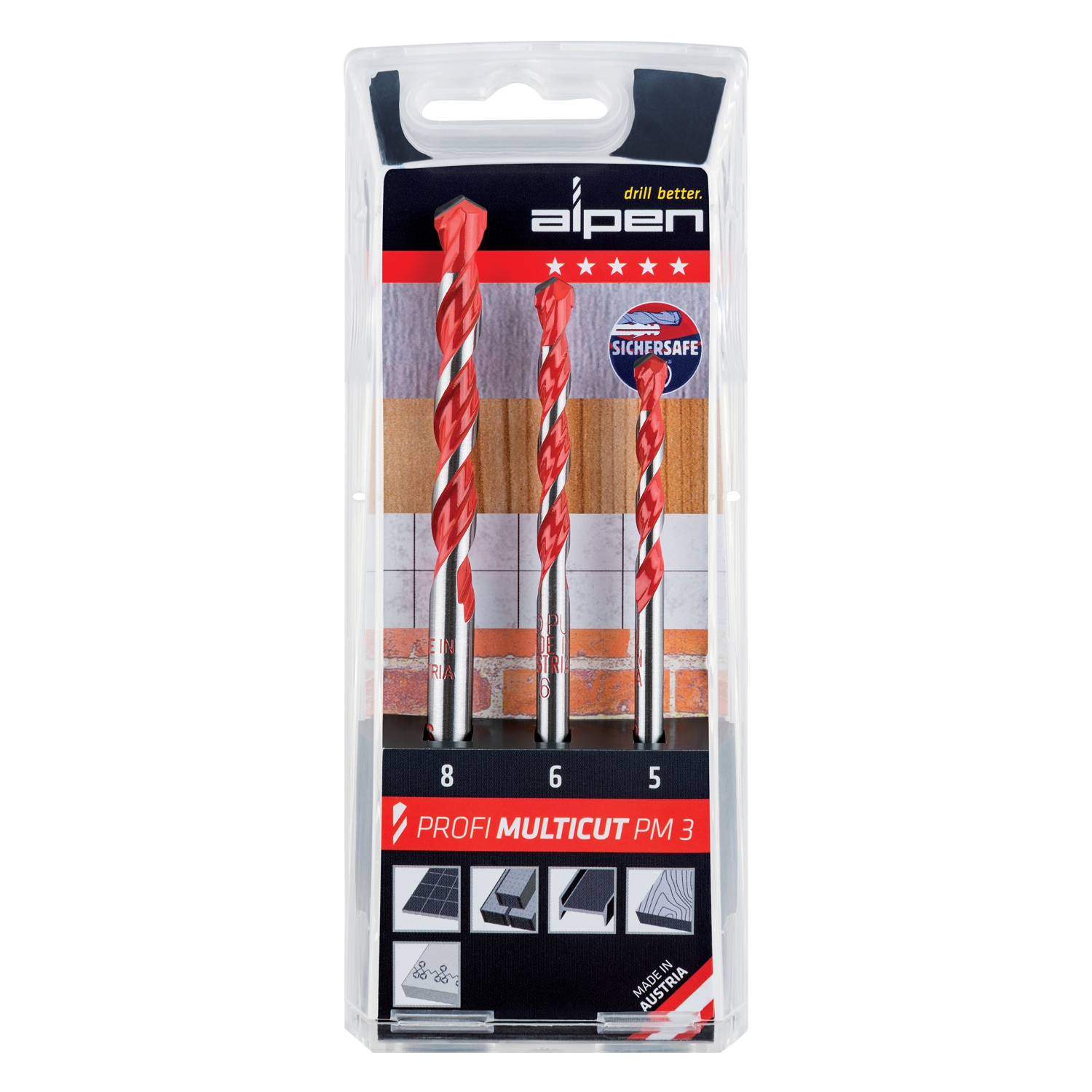 Alpen Multicut Drill Bit Set 3 Piece 5,6,8mm