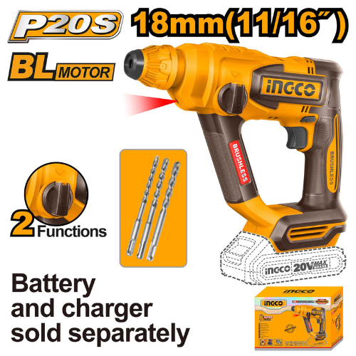 Ingco Drill Rotary Hammer 1.8J SDS Plus & Acc 20V PS