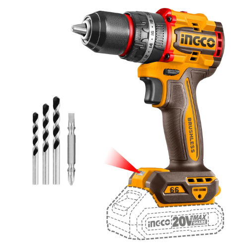 Ingco Drill Cordless 20V PS Brushless 66nm Imp & Acc