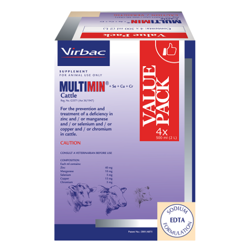 VIRBAC Multimin + Se + Cu + Cr Cattle 500ml x 4