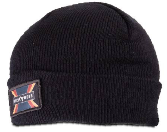 Wildebees Boys Black Graphic Label Casual Knitted Cuffed Bea