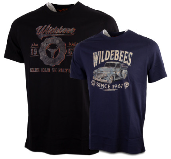 Wildebees Mens Black New Navy Farm Truck Twin Pack T-Shirt G