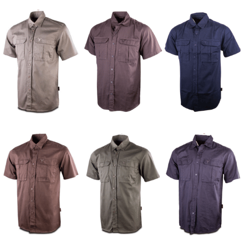 Wildebees Mens Twill Short Sleeve Cotton Shirt Group