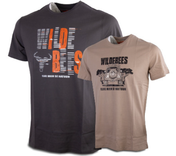 Wildebees Mens Casual Twin Pack T-Shirt Sketch Look / Afric