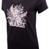 Wildebees Ladies Black Casual Short Sleeve Stylized Feather