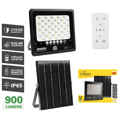 Eurolux Floodlight Solar & Remote LED 6500K Group