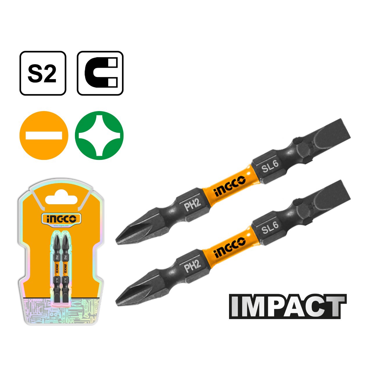 Ingco Impact Screwdriver Bit PH2 65mm