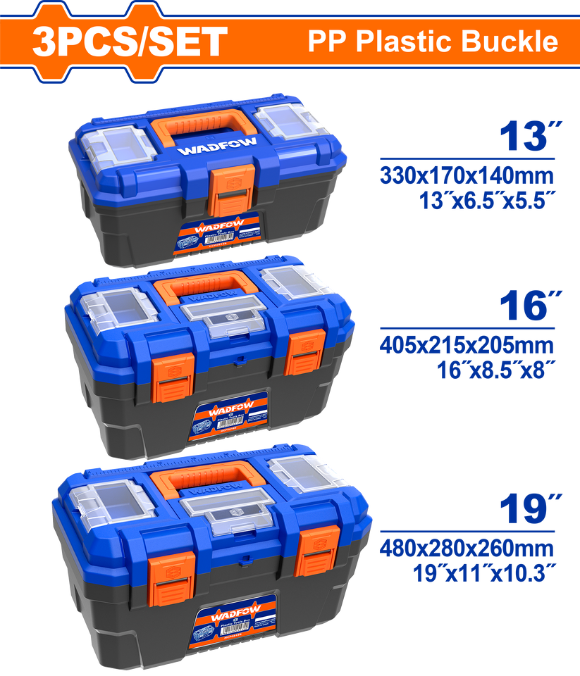 Wadfow 3 -Piece Plastic Tool Boxes Set Wadfow