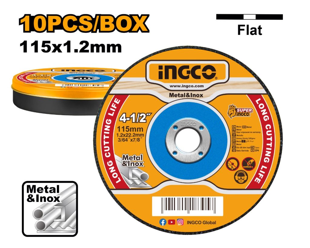 Ingco Cutting Disc (Inox/Metal) 115X1.2X22.2mm Box of 10