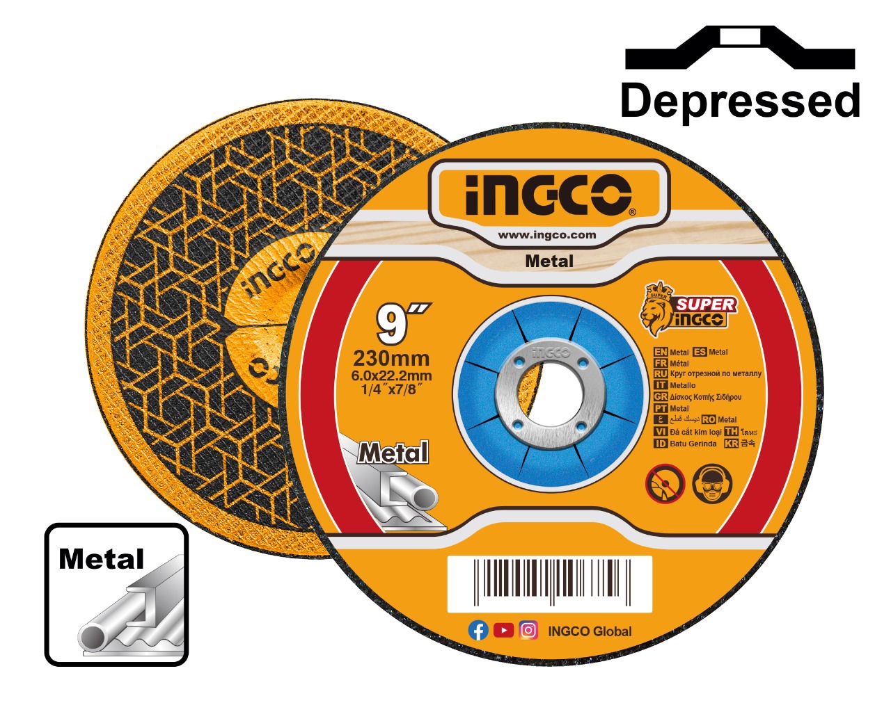 Ingco Grinding Disc (Metal) 115X6.0X22.2mm Single