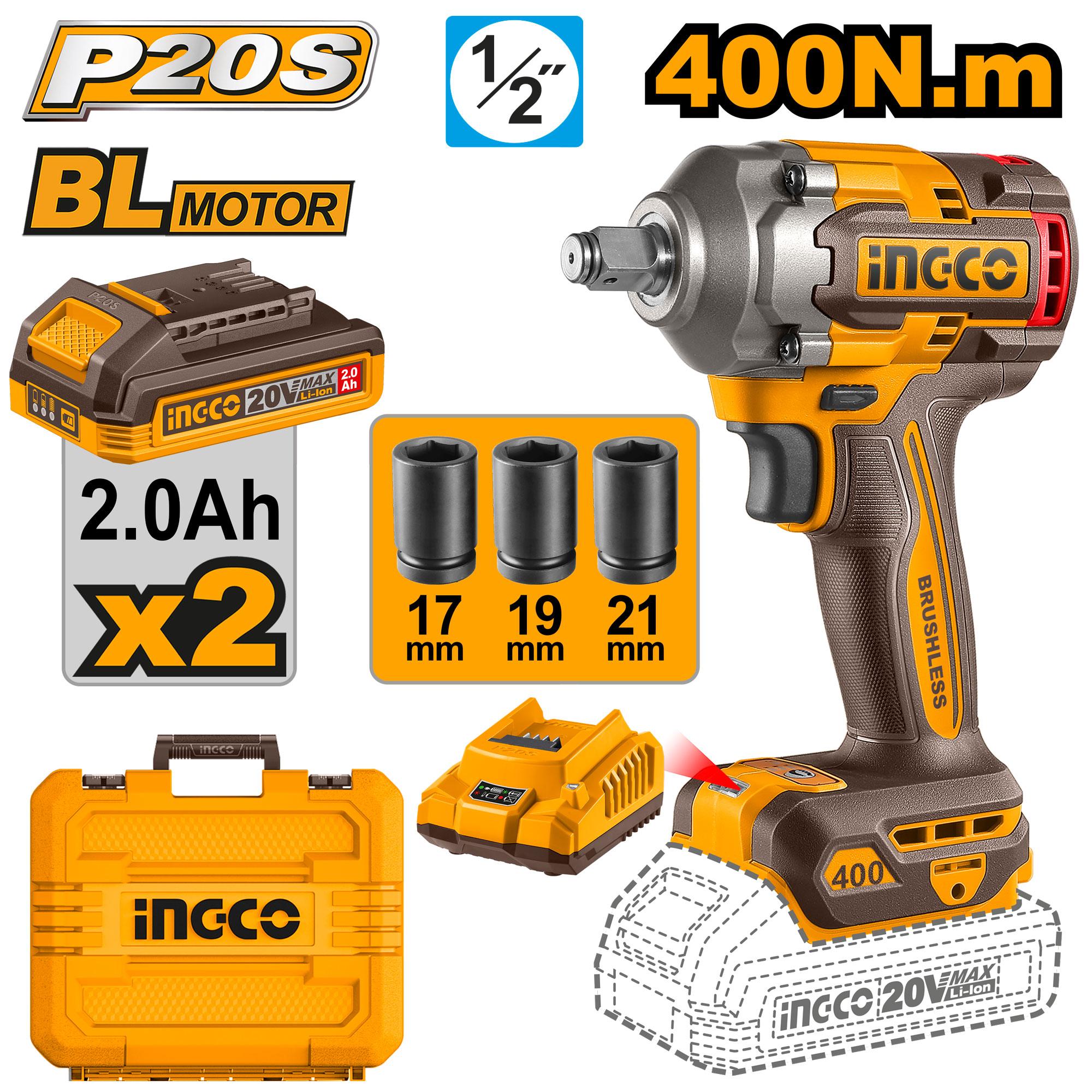 Ingco Wrench Impact 400nm 20V Kit