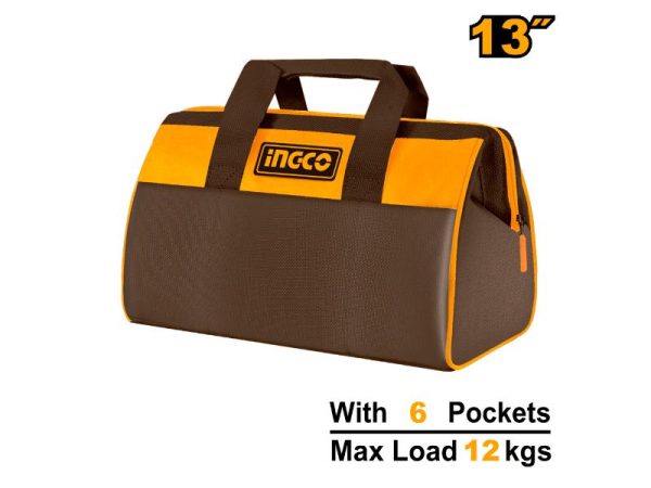 Ingco Tool Bag 13" Hard Bottom with 6 Pockets