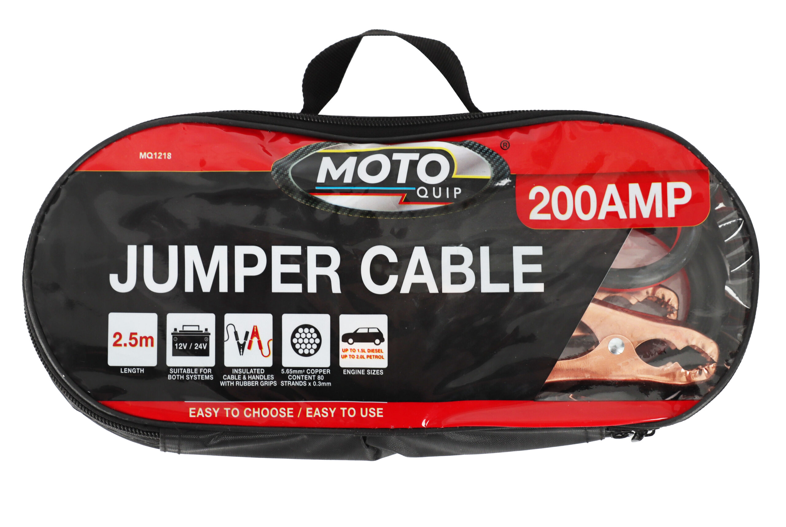 Motoquip 200A 2.5m Booster Cable in Carry Bag