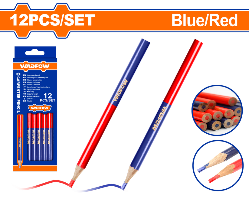 Wadfow Carpenter Pencil Set Red And Blue 12-Piece
