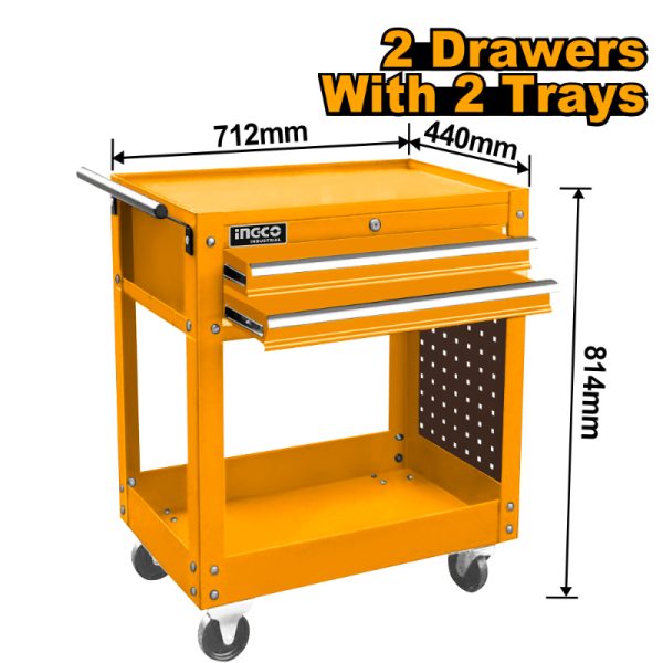 Ingco Tool Cart 2-Drawer 2-Tray 712X440X694mm