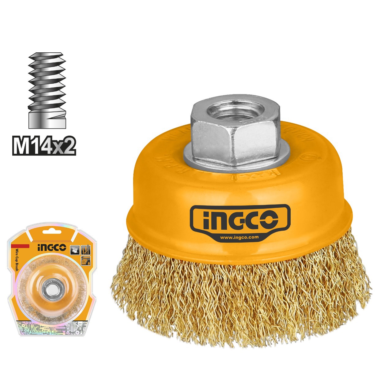 Ingco 100mm Wire Cup Brush with M14X2 Nut