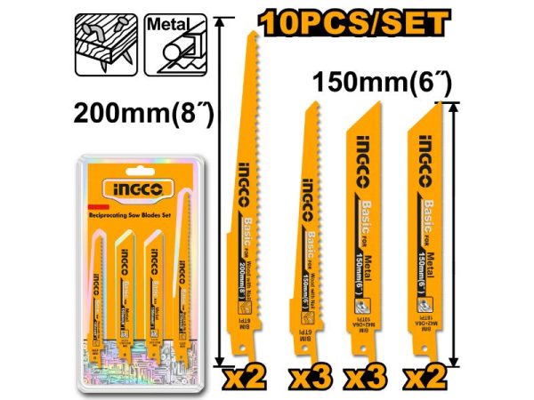Ingco Reciprocating Blade Wood & Metal 10-Piece