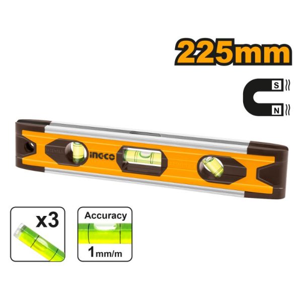 Ingco Magnetic Level 225mm Torpedo